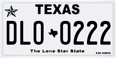 TX license plate DLO0222