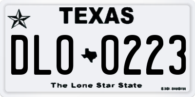 TX license plate DLO0223