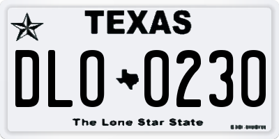 TX license plate DLO0230