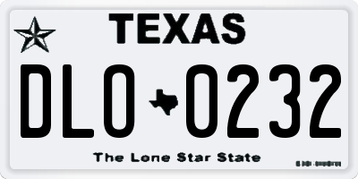 TX license plate DLO0232
