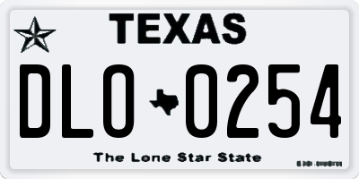 TX license plate DLO0254