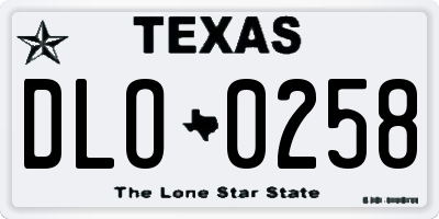TX license plate DLO0258