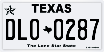 TX license plate DLO0287