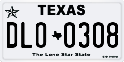 TX license plate DLO0308