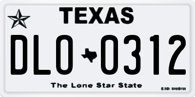 TX license plate DLO0312