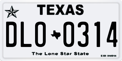 TX license plate DLO0314