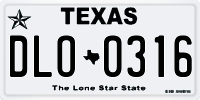 TX license plate DLO0316