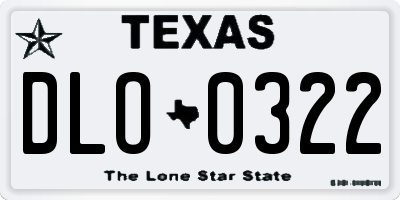 TX license plate DLO0322