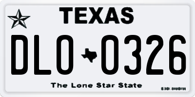 TX license plate DLO0326