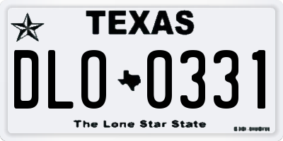 TX license plate DLO0331