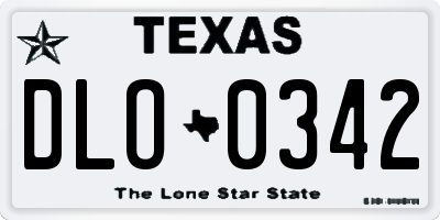 TX license plate DLO0342