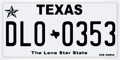 TX license plate DLO0353