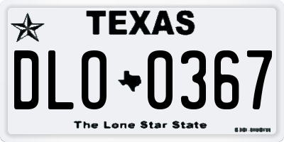 TX license plate DLO0367