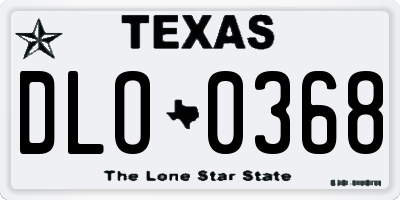 TX license plate DLO0368