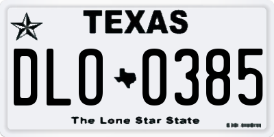 TX license plate DLO0385