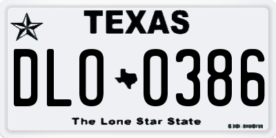 TX license plate DLO0386