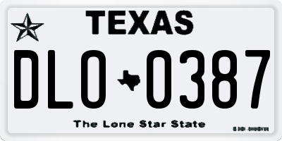 TX license plate DLO0387
