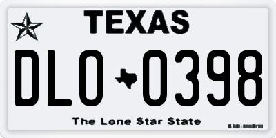 TX license plate DLO0398