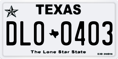 TX license plate DLO0403