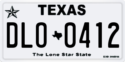 TX license plate DLO0412