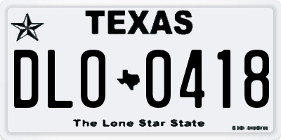 TX license plate DLO0418
