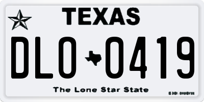 TX license plate DLO0419