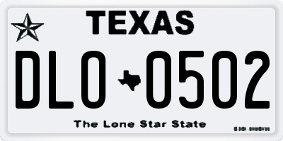 TX license plate DLO0502