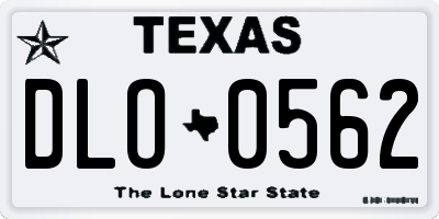 TX license plate DLO0562