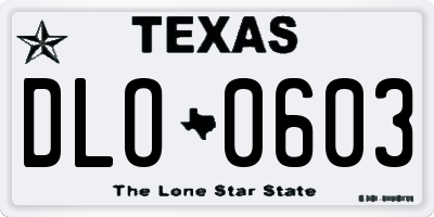 TX license plate DLO0603