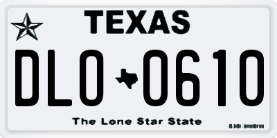 TX license plate DLO0610