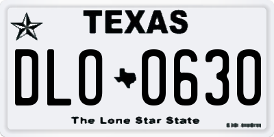 TX license plate DLO0630