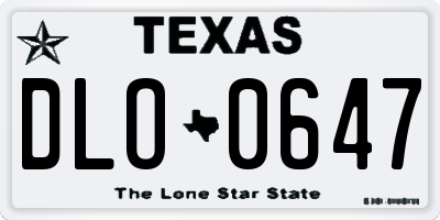 TX license plate DLO0647