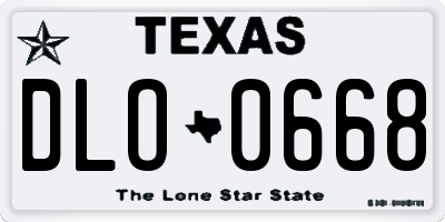 TX license plate DLO0668