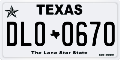 TX license plate DLO0670