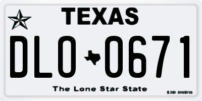 TX license plate DLO0671