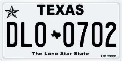TX license plate DLO0702