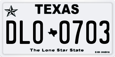 TX license plate DLO0703