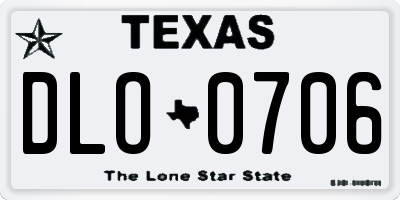 TX license plate DLO0706