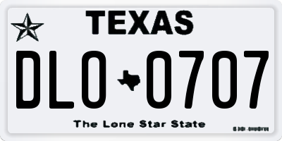 TX license plate DLO0707