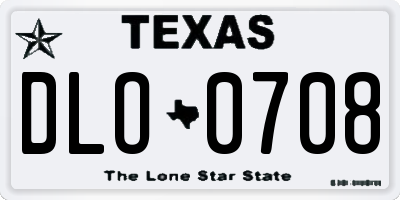 TX license plate DLO0708