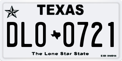 TX license plate DLO0721