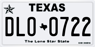 TX license plate DLO0722