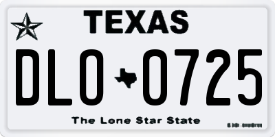 TX license plate DLO0725