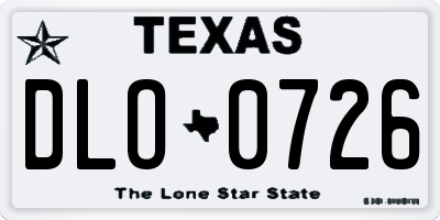 TX license plate DLO0726