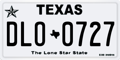TX license plate DLO0727