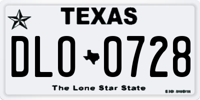 TX license plate DLO0728