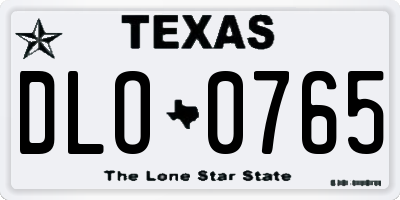 TX license plate DLO0765