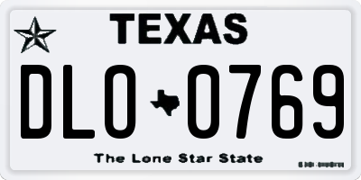 TX license plate DLO0769