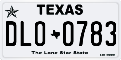 TX license plate DLO0783