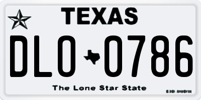 TX license plate DLO0786